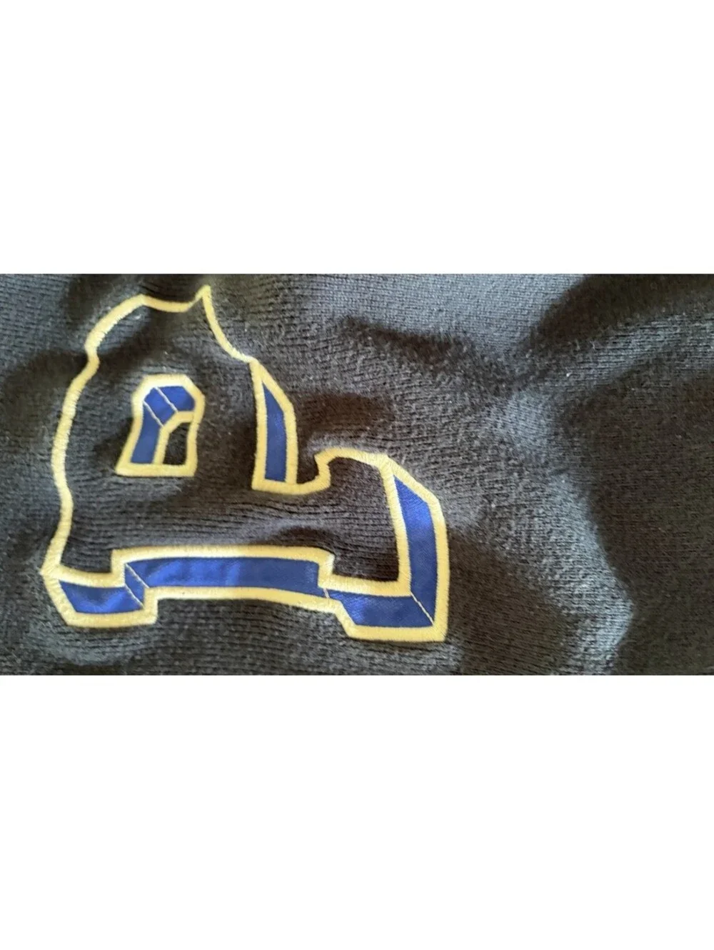Polo Ralph Lauren Letterman Varsity Sweater Zip Stripe Cuffs Navy Blue  Sz 14/16